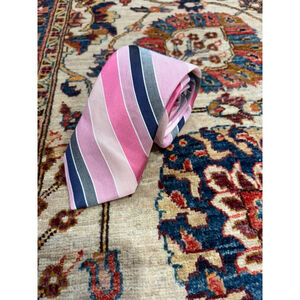 Title: Ted Baker London Archive Pink Navy Striped Silk Necktie Designer Tie